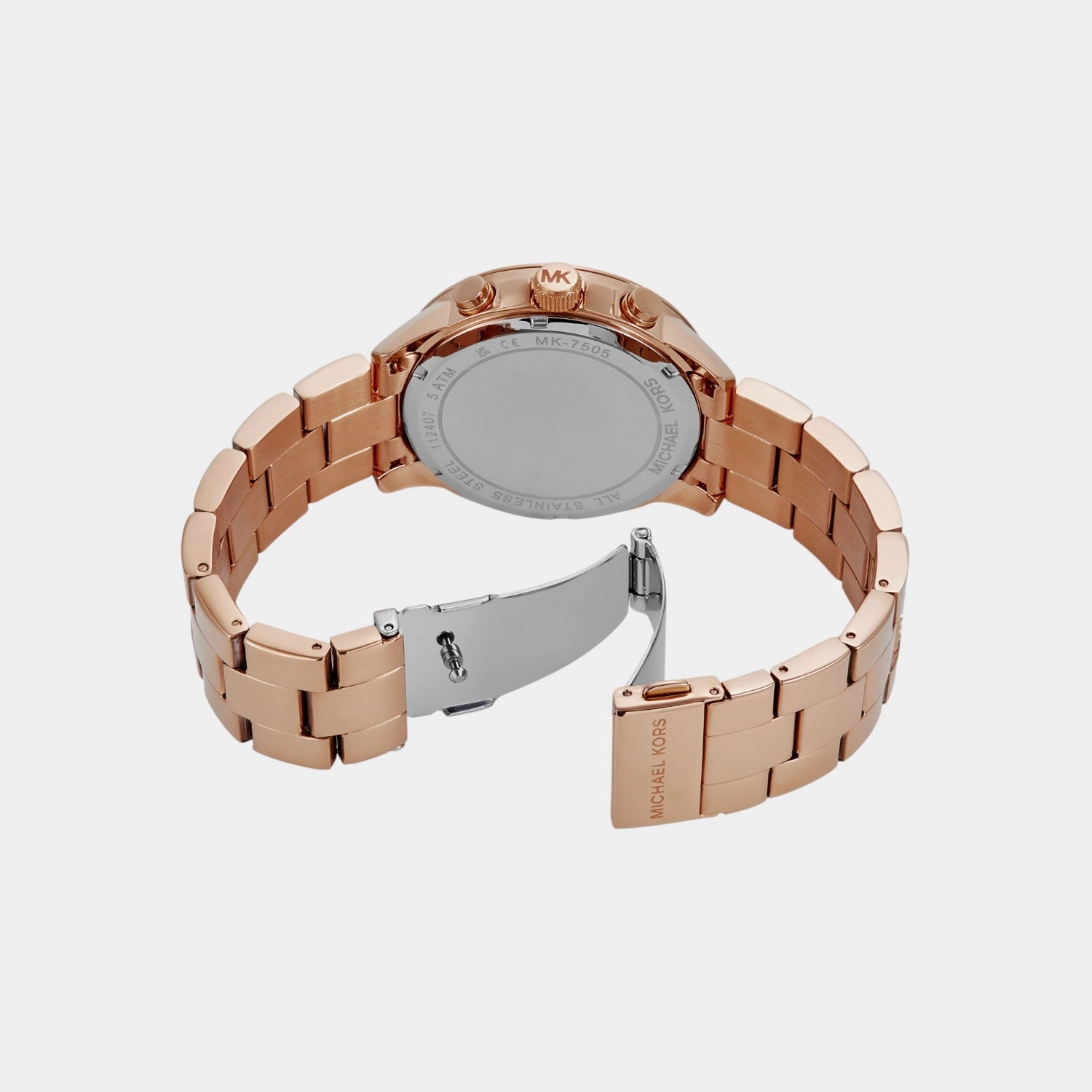 Women Quartz Rose Gold Dial Chronograph Stainless Steel Watch MK7505