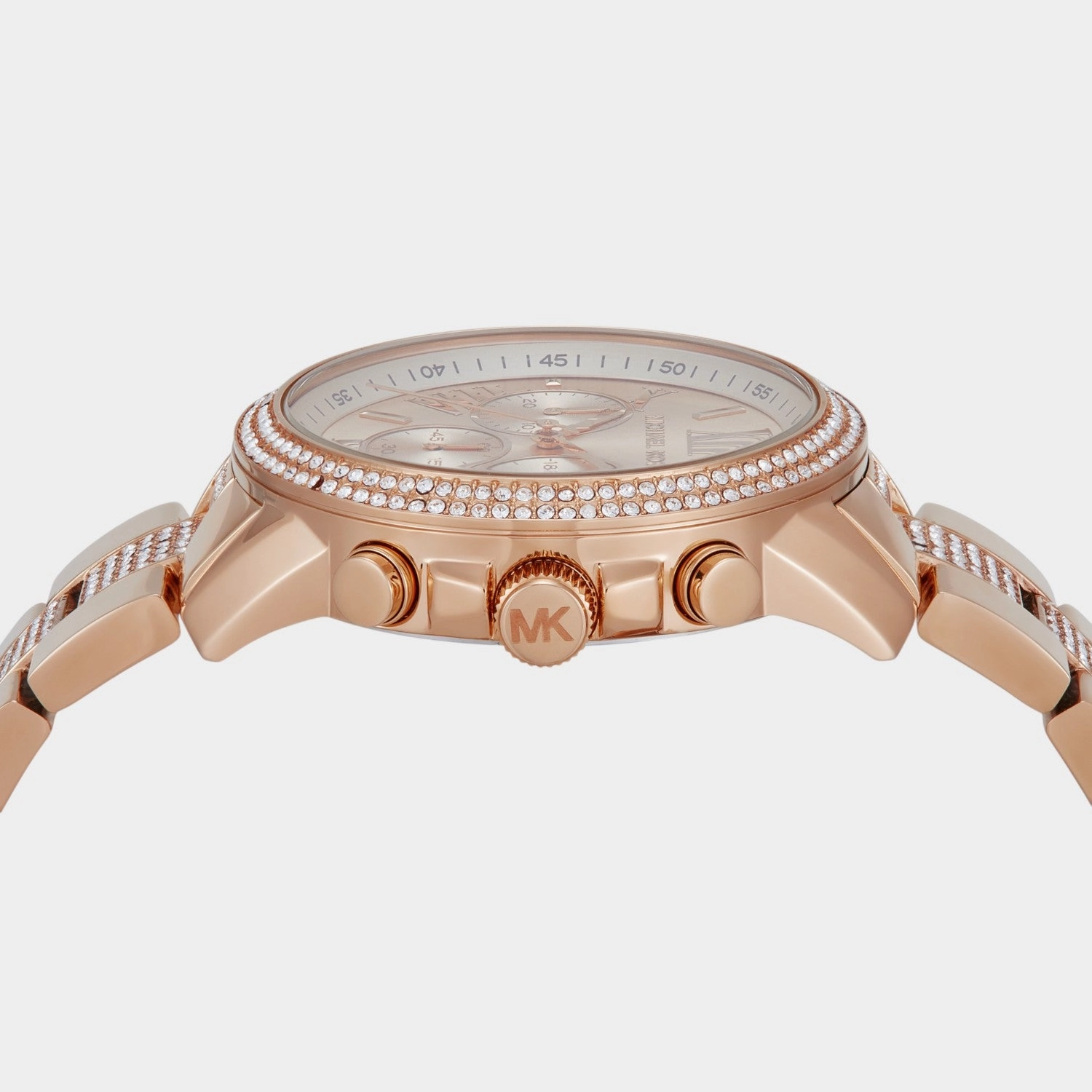 Women Quartz Rose Gold Dial Chronograph Stainless Steel Watch MK7505