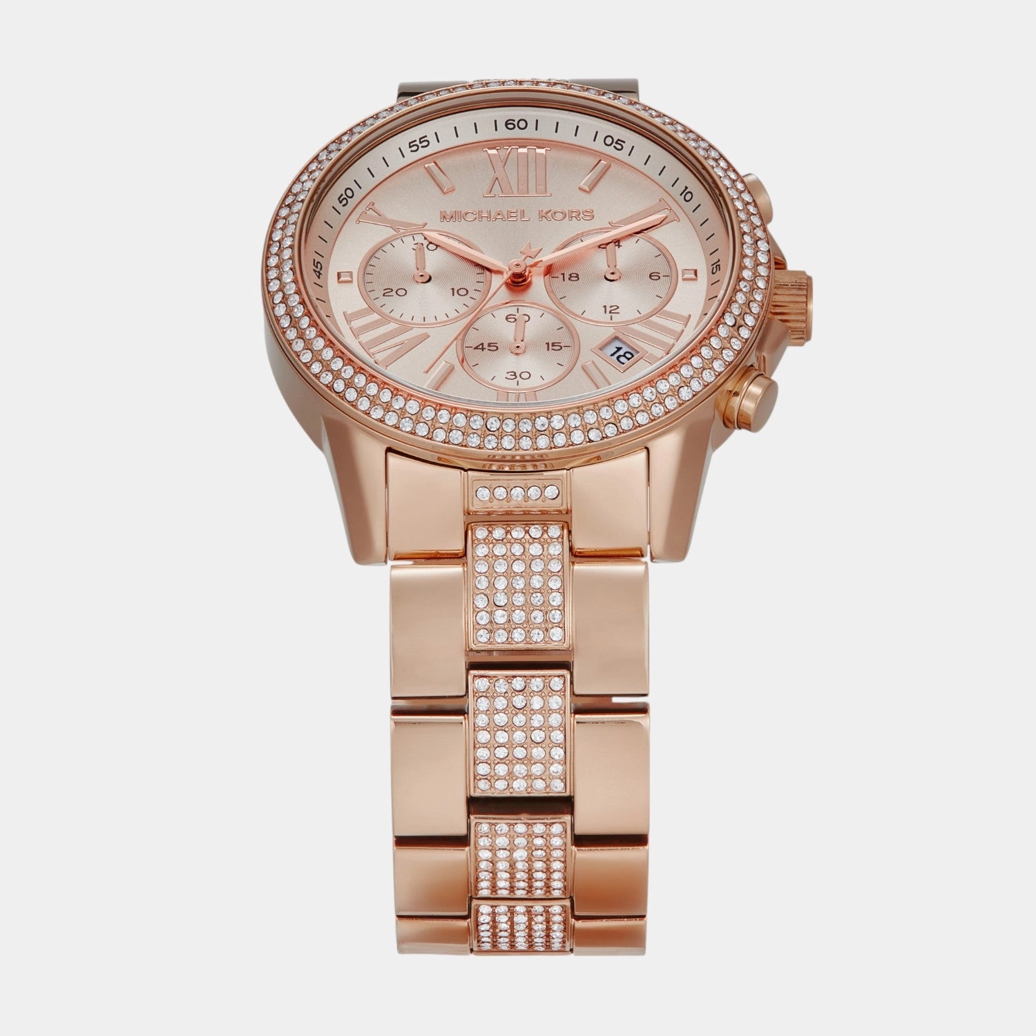 Women Quartz Rose Gold Dial Chronograph Stainless Steel Watch MK7505