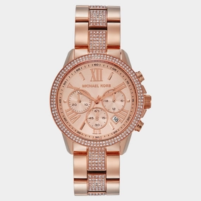 Women Quartz Rose Gold Dial Chronograph Stainless Steel Watch MK7505