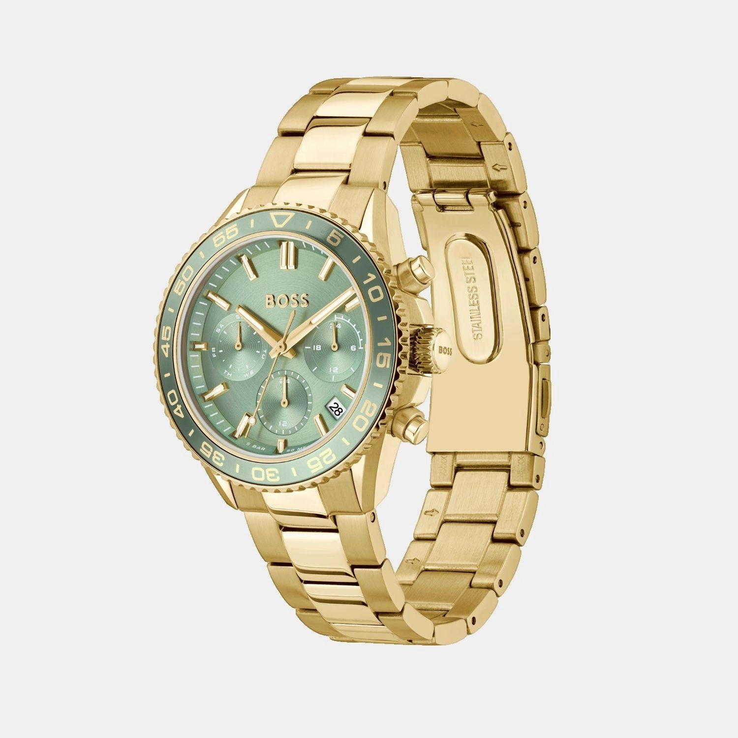 Women Quartz Sage Green Dial Chronograph Stainless Steel Watch 1502755