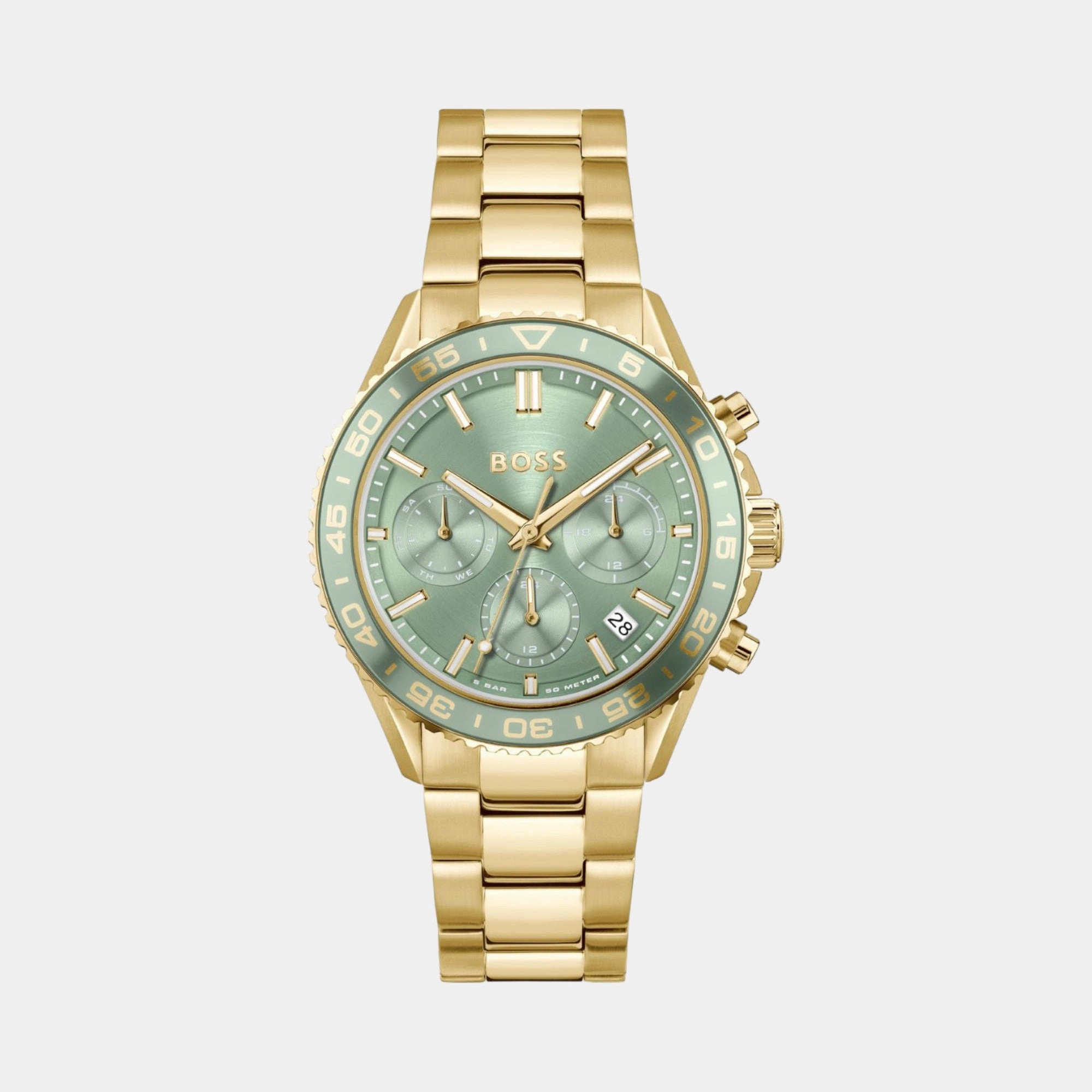 Women Quartz Sage Green Dial Chronograph Stainless Steel Watch 1502755