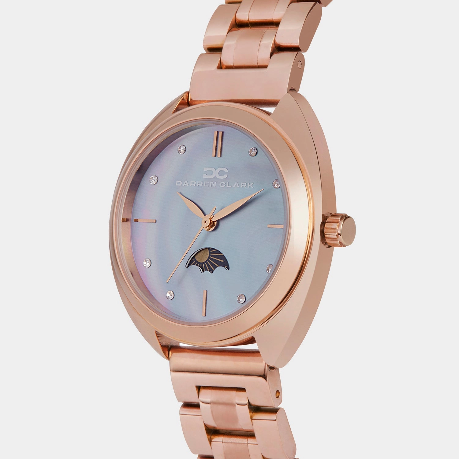 Women Quartz Sea Blue Mother Of Pearl Dial Analog Metal Watch 2011C-M0317