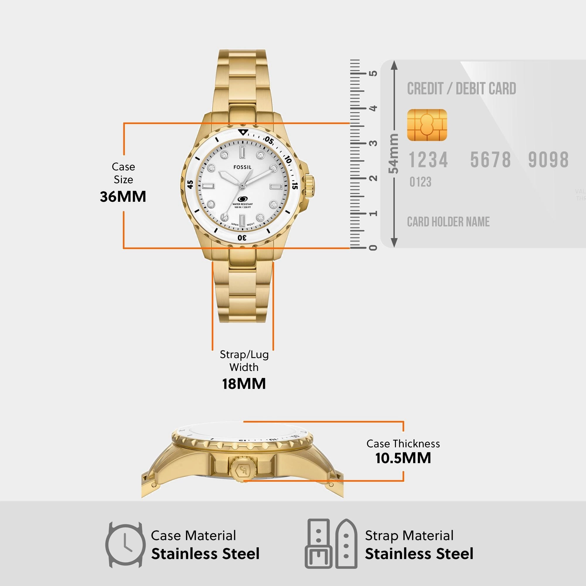 Women Quartz White Dial Analog Stainless Steel Watch ES5350