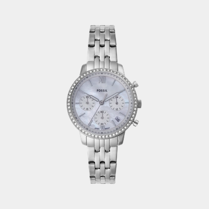 Women Quartz White Dial Chronograph Stainless Steel Watch ES5357