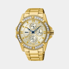 Women Quartz White Dial Multi-Function Metal Watch SRLZ86P1