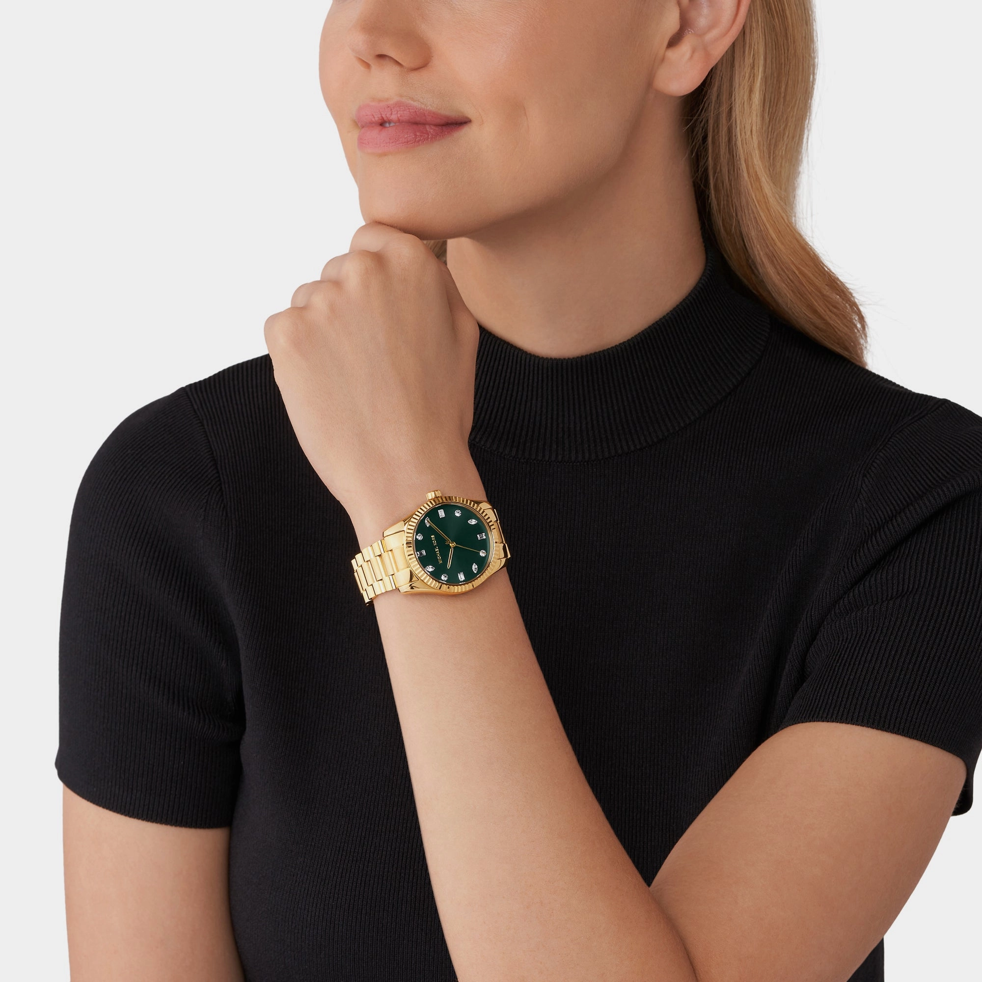 Women's Black Analog Stainless Steel Watch MK7449