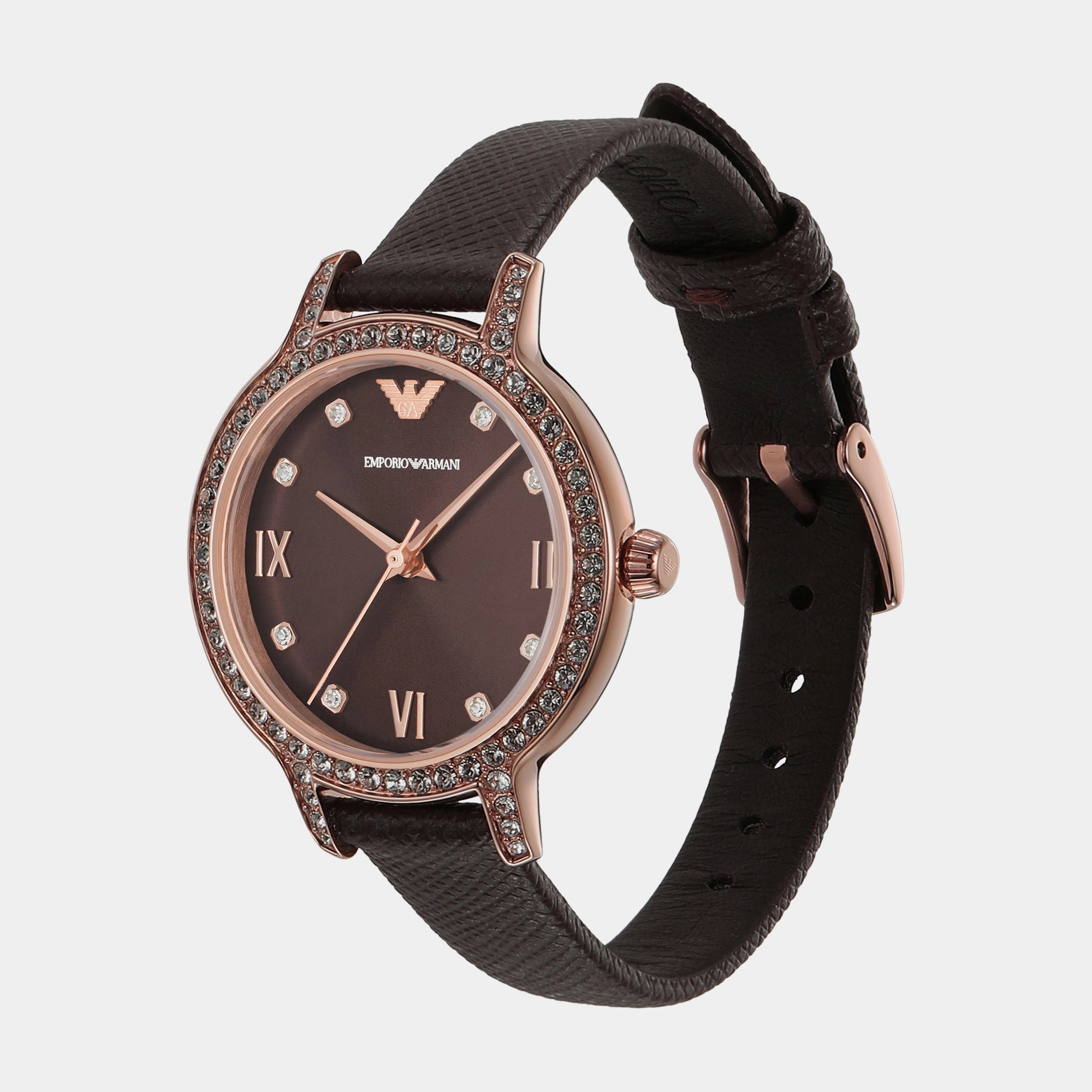 Women's Brown Analog Leather Watch AR11555