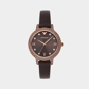 Women's Brown Analog Leather Watch AR11555