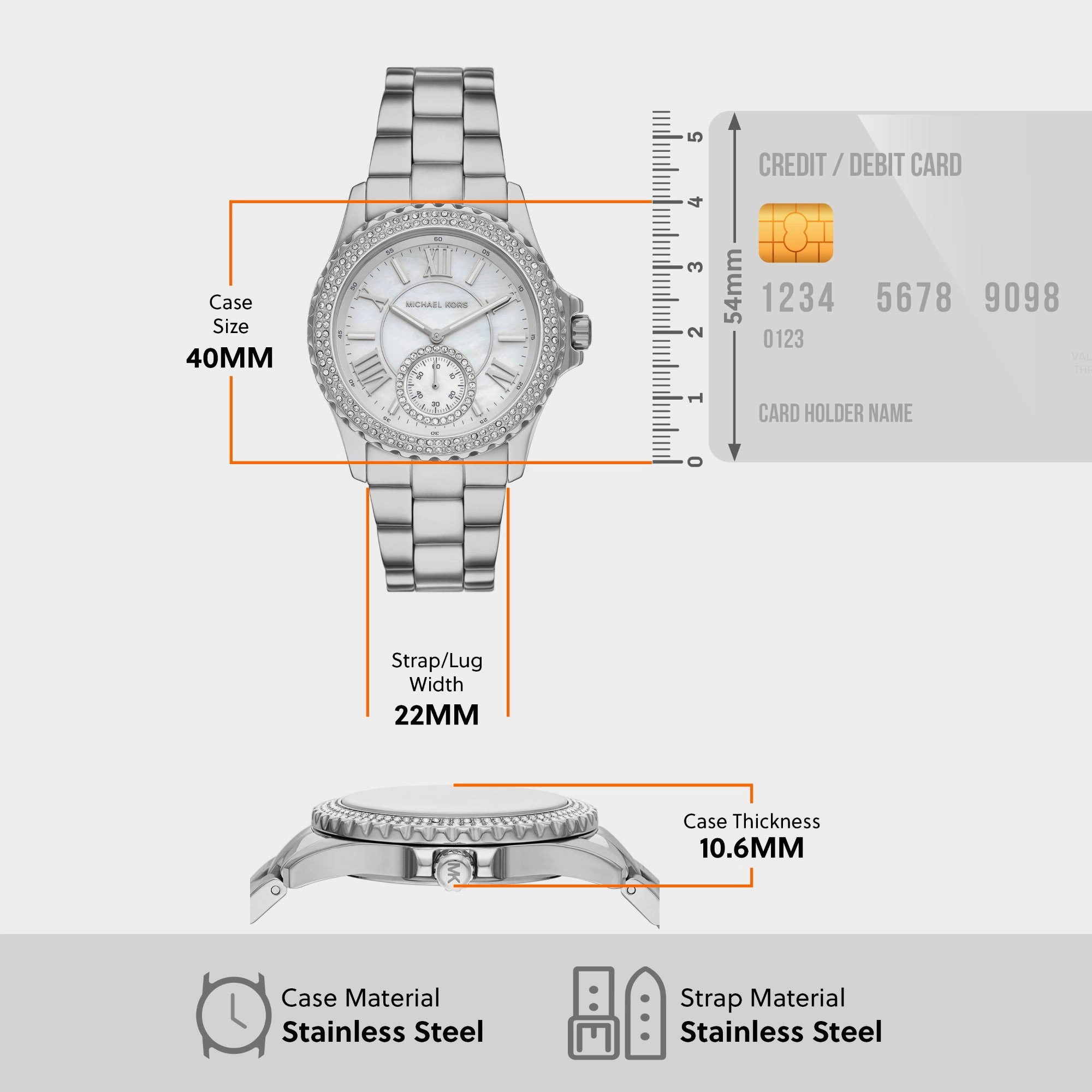 Women's Everest Three-Hand Stainless Steel Watch MK7403