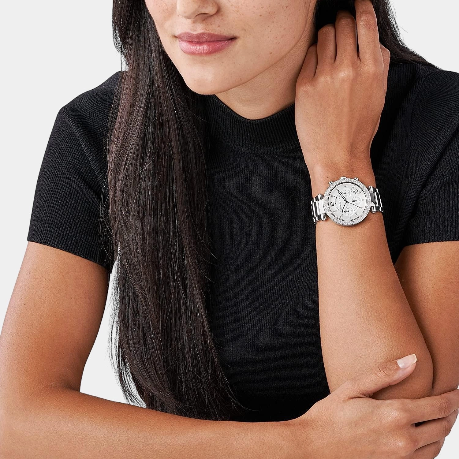 Women's Silver Stainless Steel Chronograph Watch MK5353