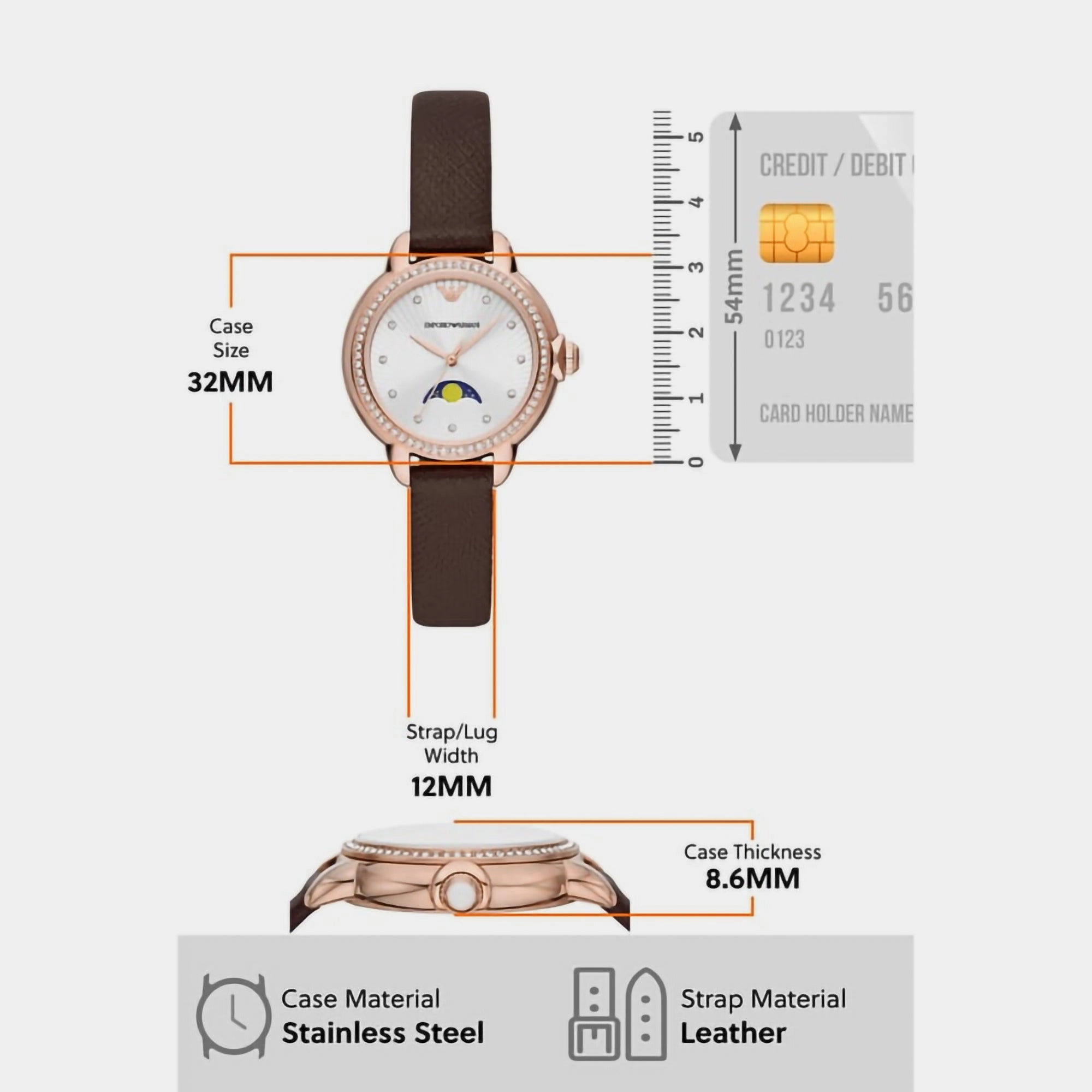 Women Silver Analog Leather Watch AR11568