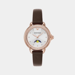 Women Silver Analog Leather Watch AR11568