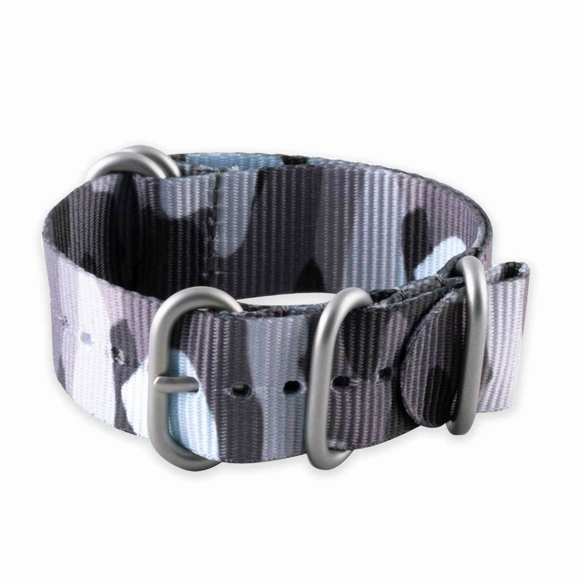 Zulu nato watch band 5 rings - Camo nylon / fabric (brown, brown/green, grey)