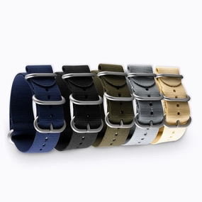 Zulu nato watch band 5 rings - Nylon / fabric (blue, black, kaki, beige, grey)