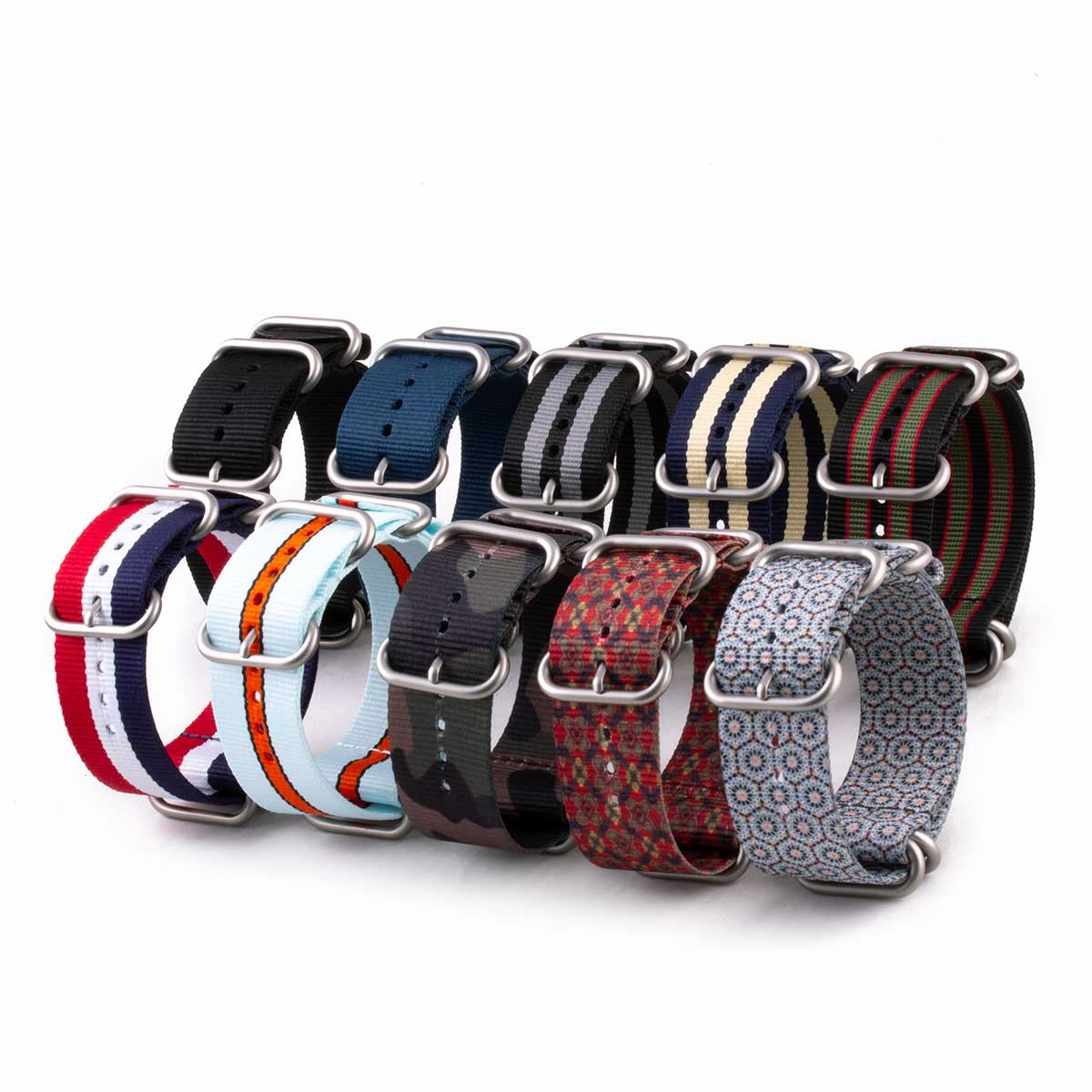 Zulu nato watch band 5 rings - Nylon / fabric (solid color, stripes, pattern)