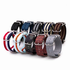 Zulu nato watch band 5 rings - Nylon / fabric (solid color, stripes, pattern)